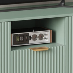 Modern Media Console With Ample Storage, 2 Doors 1 Drawer Tv Stand With Gold Metal Legs & Handles, Versatile Storage Cabinet - thumbnail 5