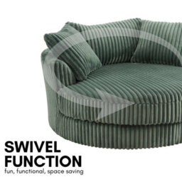 Home Detail Sky Swivel Loveseat, Green Jumbo Teddy Cord - thumbnail 4