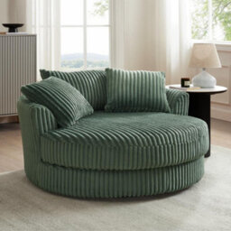 Home Detail Sky Swivel Loveseat, Green Jumbo Teddy Cord