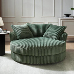 Home Detail Sky Swivel Loveseat, Green Jumbo Teddy Cord - thumbnail 2