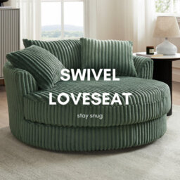 Home Detail Sky Swivel Loveseat, Green Jumbo Teddy Cord - thumbnail 5