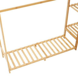 Heavy Duty Wooden Clothes Rail Rack Garment Hanging Stand Corner Open Wardrobe - thumbnail 4