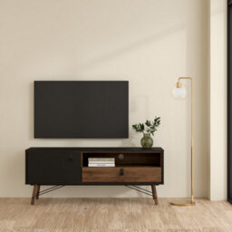 Furniture To Go Ry Tv-Unit 1 Door + 1 Drawer In Matt Black Walnut - thumbnail 7
