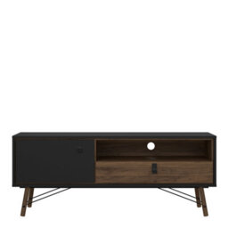 Furniture To Go Ry Tv-Unit 1 Door + 1 Drawer In Matt Black Walnut - thumbnail 2