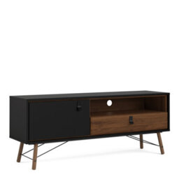 Furniture To Go Ry Tv-Unit 1 Door + 1 Drawer In Matt Black Walnut
