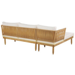 Beliani Garden Lounge Set With Table 4 Seater Cremona Right Hand Acacia Wood Off-White - thumbnail 7