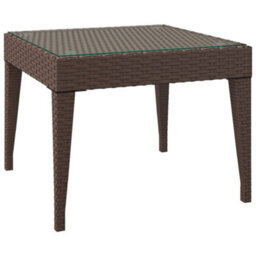 Vidaxl Side Table Brown 50X50X38 Cm Poly Rattan And Tempered Glass Side Tables - thumbnail 2