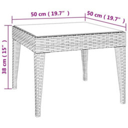 Vidaxl Side Table Brown 50X50X38 Cm Poly Rattan And Tempered Glass Side Tables - thumbnail 3