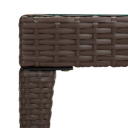 Vidaxl Side Table Brown 50X50X38 Cm Poly Rattan And Tempered Glass Side Tables - thumbnail 4