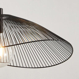 Harper Living Contemporary Medium Black Pendant Ceiling Light. Decorative Shade With Curved Metal Threads, 65Cm Diameter.  Adjustable Height - thumbnail 2