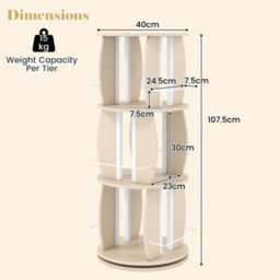 Rotating Bookshelf Tower With Display Stands Spinning Bookcase - thumbnail 2