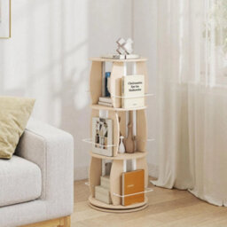 Rotating Bookshelf Tower With Display Stands Spinning Bookcase - thumbnail 4