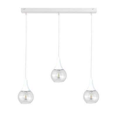 Luminosa Lighting Luminosa Lacrima Bar Pendant Ceiling Light White Transparent Glass Shade 3X E27 - image 1