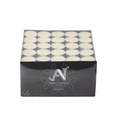 Aroma Naturals Unscented Tealights 100 Pack White Wax Candles 8H Burn Time - image 1