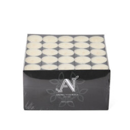 Aroma Naturals Unscented Tealights 100 Pack White Wax Candles 8H Burn Time