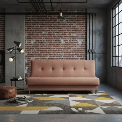 Enduro Iii Sofa Bed 193 Cm With Click Clack Mechanism Storage Comfortable Fold Out Couch With Wooden Frame Orange - image 1