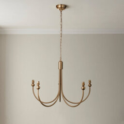 Loops Stunning 5-Light Pendant Ceiling Light In Brushed Aged Brass With Elegant Pearl Grey Shades - thumbnail 6