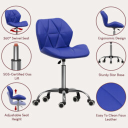 Lassic Vida Designs Geo Blue Office Swivel Chair Ukfr Pu Faux Leather - thumbnail 5