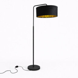 CGC Interiors Cgc Kyra Black Angled Floor Lamp With Black 45Cm Velvet Lampshade - thumbnail 5