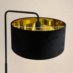 CGC Interiors Cgc Kyra Black Angled Floor Lamp With Black 45Cm Velvet Lampshade - thumbnail 4