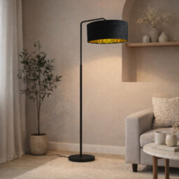 CGC Interiors Cgc Kyra Black Angled Floor Lamp With Black 45Cm Velvet Lampshade - thumbnail 2