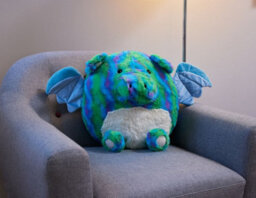 Warmies Luxury Long Pile Faux Fur Supersized Cushion, Rainbow Dragon - thumbnail 2