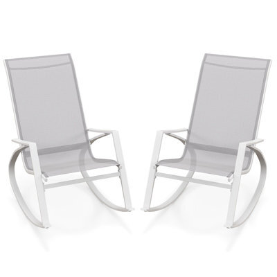Costway 2 Pieces Patio Rocking Chairs Outdoor Sling Fabric Rockers W/ Backrest - image 1
