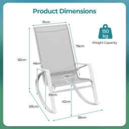 Costway 2 Pieces Patio Rocking Chairs Outdoor Sling Fabric Rockers W/ Backrest - thumbnail 2