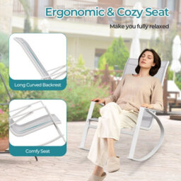 Costway 2 Pieces Patio Rocking Chairs Outdoor Sling Fabric Rockers W/ Backrest - thumbnail 8