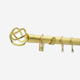 Brushed Gold 28mm Cage Fixed Length Metal Curtain Pole  440Cm - thumbnail 2