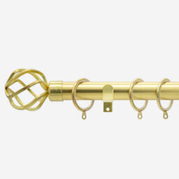 Brushed Gold 28mm Cage Fixed Length Metal Curtain Pole  440Cm