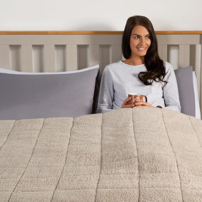 Ohs Teddy Fleece Weighted 6Kg Blanket, Natural - 125 X 180Cm - image 1