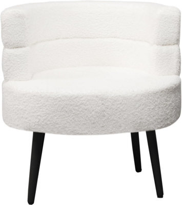 Alivio White Sherpa Sofa Chair, Modern Accent Armchair For Living Room, Bedroom, Dining Room & Makeup Vanity, Soft Cushioned Chair - image 1