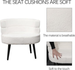 Alivio White Sherpa Sofa Chair, Modern Accent Armchair For Living Room, Bedroom, Dining Room & Makeup Vanity, Soft Cushioned Chair - thumbnail 4