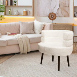 Alivio White Sherpa Sofa Chair, Modern Accent Armchair For Living Room, Bedroom, Dining Room & Makeup Vanity, Soft Cushioned Chair - thumbnail 6