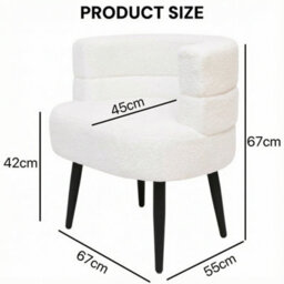 Alivio White Sherpa Sofa Chair, Modern Accent Armchair For Living Room, Bedroom, Dining Room & Makeup Vanity, Soft Cushioned Chair - thumbnail 9