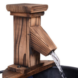 Outsunny Garden Wood Barrel Pump Patio Electric Water Fountain Deck Feature New - thumbnail 9