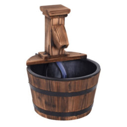 Outsunny Garden Wood Barrel Pump Patio Electric Water Fountain Deck Feature New - thumbnail 7