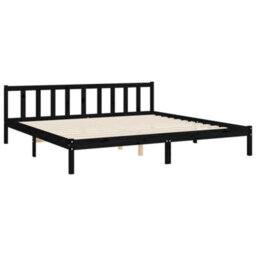 Berkfield Bed Frame With Headboard Black 200X200 Cm Solid Wood - thumbnail 9