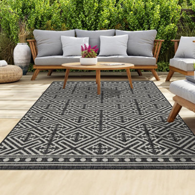 Homeart Outdoor Rugs Easy Cleaning Area Rugs For Balcony,garden,picnic,uv Weather Resistant Anthracite Cream 160 X 230 Cm - image 1