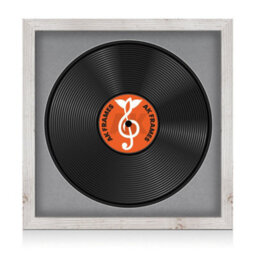 "16X16"" White Rustic Modern Vinyl Record Frame With Mid Grey Mount For 12 Inch Lp Disc - Ak Frames" - thumbnail 1