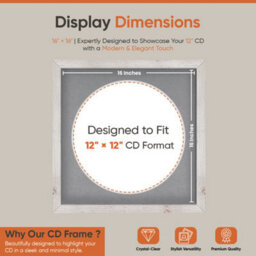 "16X16"" White Rustic Modern Vinyl Record Frame With Mid Grey Mount For 12 Inch Lp Disc - Ak Frames" - thumbnail 2
