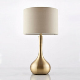 2 Pack - Touch Dimmer Table Lamp Brass & Taupe Shade Metal Bedside Reading Light - thumbnail 5