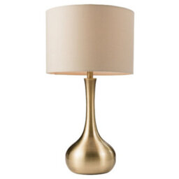2 Pack - Touch Dimmer Table Lamp Brass & Taupe Shade Metal Bedside Reading Light - thumbnail 2