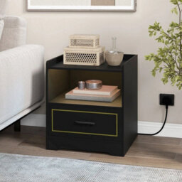 Led Nightstand Smart Bedside Table Cabinet Side End Table Storage Living Room - thumbnail 3