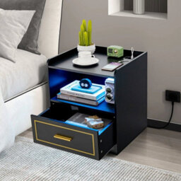 Led Nightstand Smart Bedside Table Cabinet Side End Table Storage Living Room - thumbnail 4