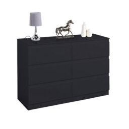 Home Treats 6 Chest Of Drawer Black Wide Chest Of Wooden Drawers - thumbnail 7