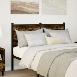 Berkfield Headboard Smoked Oak 120 Cm Engineered Wood And Steel - thumbnail 2
