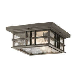 Stylish Outdoor Ip44 2-Bulb Flush Light In Olde Bronze Finish With Led E27 60W