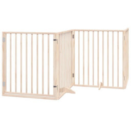 Walplus Poplar Wood Dog Gate With Door Foldable 4 Panels 320 Cm - thumbnail 2